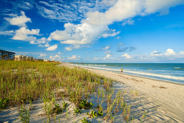 Fototapeta na wymiar Beautiful Cocoa Beach, Florida with blue sky and clouds