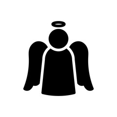 Christmas Xmas Angel Vector icon in Glyph Style. Angles are symbols of our love, hope, faith, innocence, purity, intelligence, and strength. Also a Christmas tree decor. Vector Illustration Icon