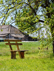 Naklejka premium The nature of Belarus. Belarusian village.