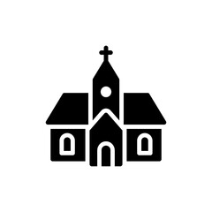 Christmas Xmas Church Vector icon in Glyph Style. Church is a building for public and especially Christian worship. Vector illustration icon that can be used for apps, websites, or part of a logo