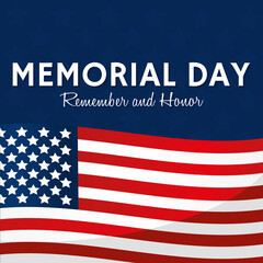 Fototapeta na wymiar Memorial day poster with a flag of USA