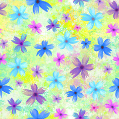 Spring flowers. Artistik pattern. Seamless. 