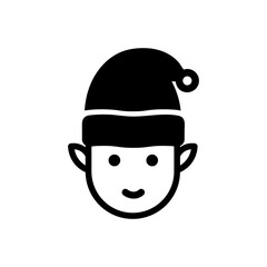 Christmas Xmas Elf Vector icon in Glyph Style. Elves are fantasy creatures that often appear during winter and Christmas. Vector illustration icon that can be used for apps, websites, or part of logo