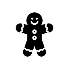 Christmas Xmas Ginger Bread icon in Glyph Style. Ginger bread is a typical Christmas cake in the shape of a man. Vector illustration icon that can be used for apps, websites, or part of a logo