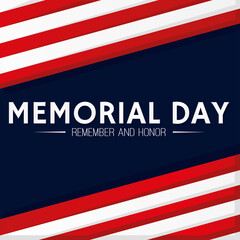 Memorial day poster with text Vector illustration