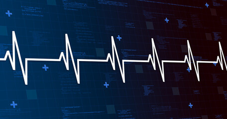 Medical heartbeat graph on technology background 3d