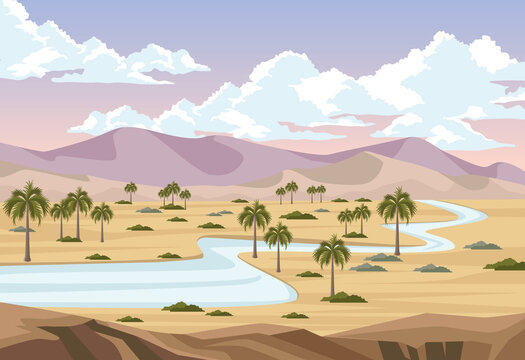 desert with river