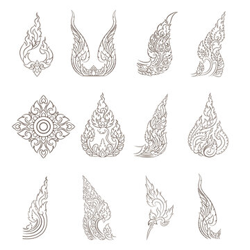 Line Thai art pattern vector illustration