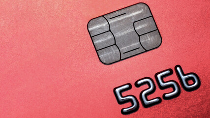 Macro detail of a brand new black and gray luxurious credit card, concept EMV chip card is a...