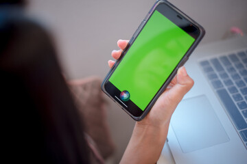 Humans communicate with phones by voice. And the screen is green