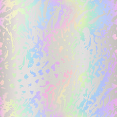 Abstract hologram seamless pattern. Holographic foil texture. Iridescent background. Pearlescent color abstract pattern. Holography design for prints. Rainbow gradient background. Vector illustration