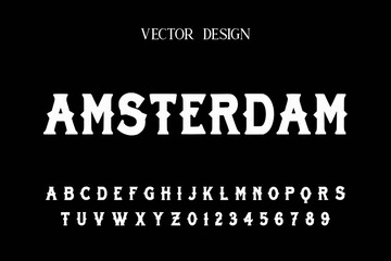 classic lettering, alphabet font, gray and white style background, typeface vector design