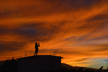 fotografiando el atardecer en Coyoacán 