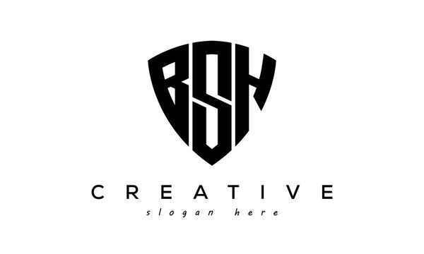 BSH letter creative logo with shield	