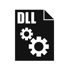 DLL Black File Vector Icon, Flat Design Style