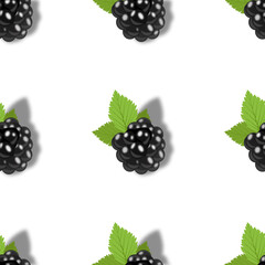 Creative seamless blackberry background in modern style. Isolated illustration. High quality image.