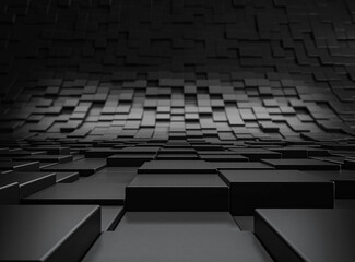 Abstract black blocks or cubes background. 3d Rendering.