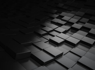 Abstract black blocks or cubes background. 3d Rendering.