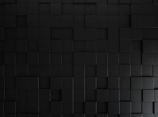 Abstract black blocks or cubes background. 3d Rendering.