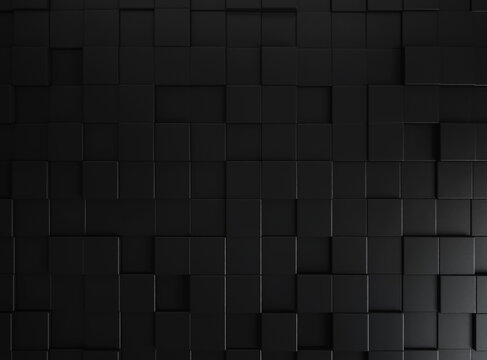 Abstract black blocks or cubes background. 3d Rendering. © Chanchai