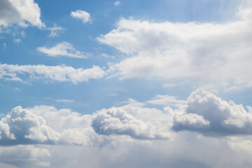 Blue sky with beautiful cumulus clouds, background