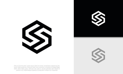 Initials S logo design. Initial Letter Logo. Hexagon logo design.
