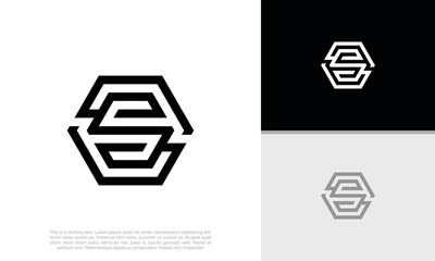 Initials S logo design. Initial Letter Logo. Hexagon logo design.	
