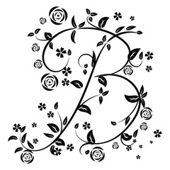 Letter B with botanical elements. Monogram arrangement. Vector floral letter design. Letter with Flowers and Branches. Composition for card, invitation, save the date, logo, business style.