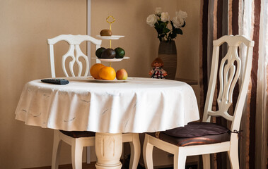 table and chairs in restaurant