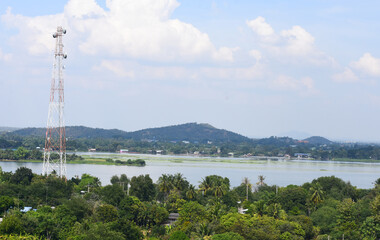 Landscape of lake view and telecom tower - 434369122