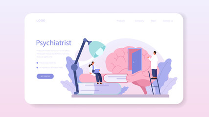 Psychiatrist web banner or landing page. Mental health diagnostic.