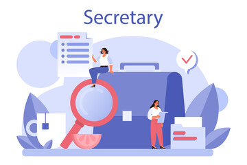 Secretary concept. Receptionist answering calls and assisting