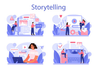 Storytelling concept set. Professional speechwriter or journalist.