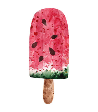 watercolor illustration of popsicles on white background. summer drawing