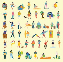 Set of different vector summer people