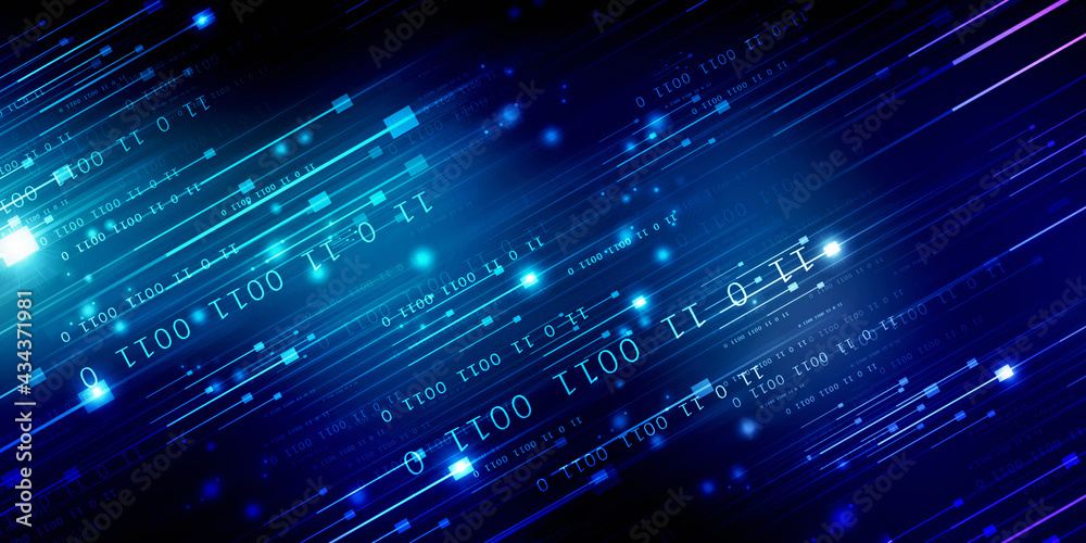 Poster 2d illustration abstract digital binary data on computer screen