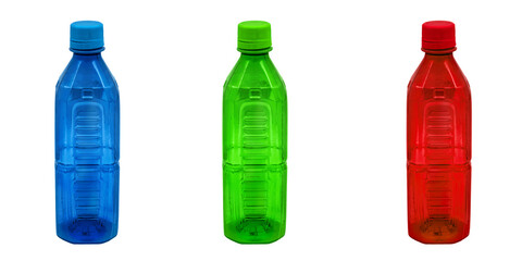 Front view of empty PET plastic bottle isolated on white