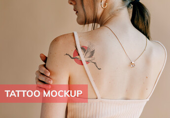 Tattoo Design Mockup on a Woman Shoulder