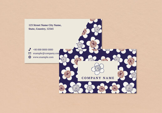 Business Card with Japanese Plum Blossom Pattern 