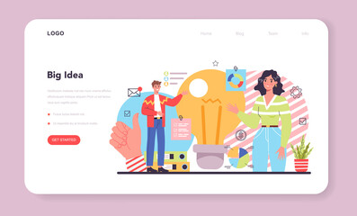 Brainstorm web banner or landing page. New idea generation