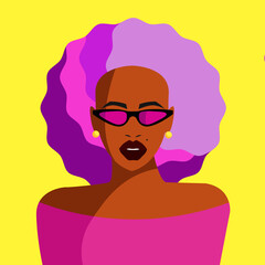 Bright girl in sunglasses. Vector illustration. The girl is isolated on a separate layer