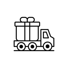 Gift Delivery vector outline icon style illustration. EPS 10 File