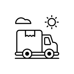 Delivery Van vector outline icon style illustration. EPS 10 File