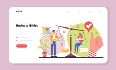 Business ethics web banner or landing page. Corporate relations and culture - obrazy, fototapety, plakaty