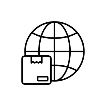 World Wide Delivery vector outline icon style illustration. EPS 10 File