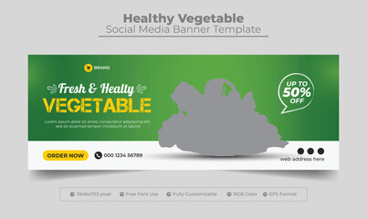 Fresh and healthy vegetable sale facebook cover and web banner template
