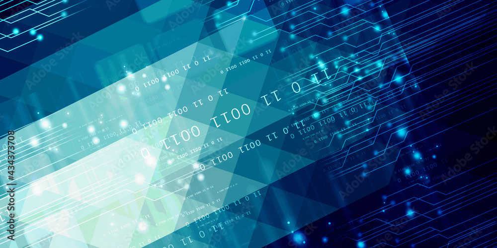 Poster 2d illustration abstract digital binary data on computer screen