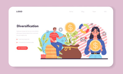 Business diversification web banner or landing page. Risk management