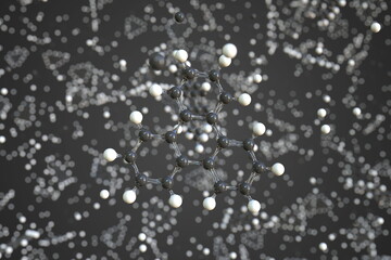 Triphenylene molecule made with balls, scientific molecular model. Chemical 3d rendering