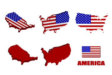 America map on white background. vector illustration.